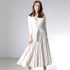 V-neck Midi A-line Knit Dress