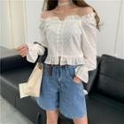 Bell-sleeve Ruffled Cropped Blouse