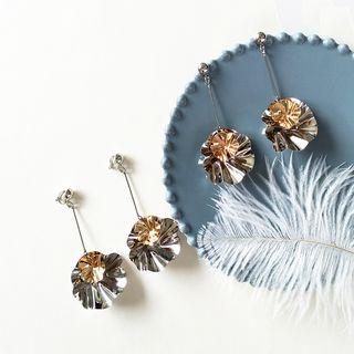 Crumpled Metal Drop Earring