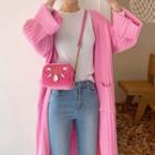 Open Front Midi Cardigan Pink - One Size