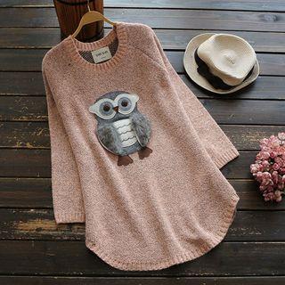 Applique Owl Long Sweater