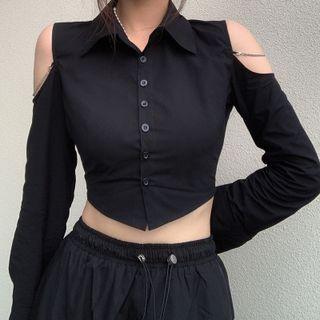 Cold Shoulder Crop Shirt