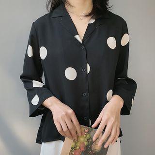 3/4-sleeve Polka Dot Chiffon Shirt
