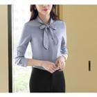 Fleece Lined Piped Tie-neck Shirt