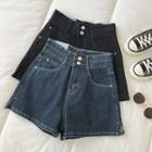 Denim High-waist A-line Shorts
