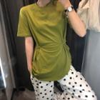 Round-neck Pleated T-shirt