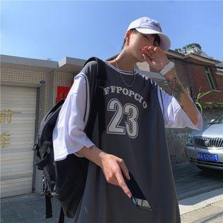 Mock Two Piece Elbow-sleeve Basketball T-shirt