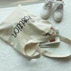 Lettered Cotton Shopper Bag Oatmeal - One Size