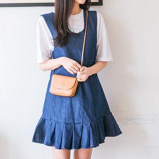 Sleeveless A-line Denim Mini Dress