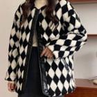 Argyle Fleece Jacket Black & White - One Size