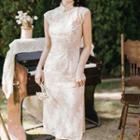 Cap-sleeve Midi Lace Qipao