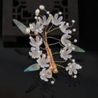 Flower Faux Crystal Wedding Hair Clip White & Gold - One Size