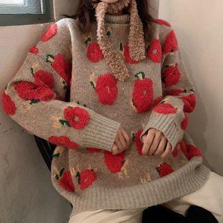 Turtleneck Floral Print Sweater