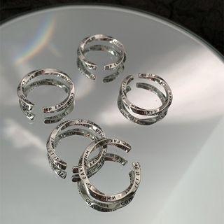 Lettering Twisted Alloy Open Ring Lettering Ring - Silver - One Size