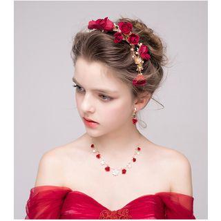 Set: Floral Hairband + Necklace + Earrings
