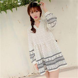 Frill Neck Print Tunic