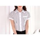 Short-sleeve Striped Shirt / Slim-fit Pants