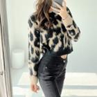 Leopard-print Loose-fit Cropped Sweater Leopard - One Size