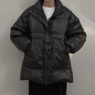 Zip-side Duck-down Padded Jacket Black - One Size
