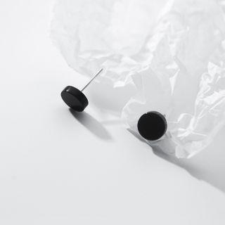 Disc Agate Earring 1 Pair - S925 Silver - Black - One Size