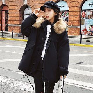 Faux-fur Trim Padded Zip Coat