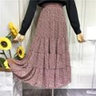High-waist Floral Print Layered Skirt
