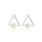 Sterling Silver Simple Fashion Geometric Triangle Stud Earrings With White Cubic Zirconia Silver - One Size