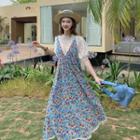 Short-sleeve Lace Top + Floral Print Dress