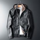 Hood Faux Leather Jacket