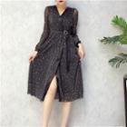 Star Glittered Long Sleeve Midi Dress