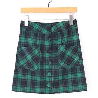 Buttoned Plaid Skirt