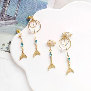 Mermaid Tail Asymmetrical Dangle Earring