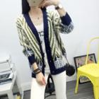 Patterned Furry Knit Cardigan