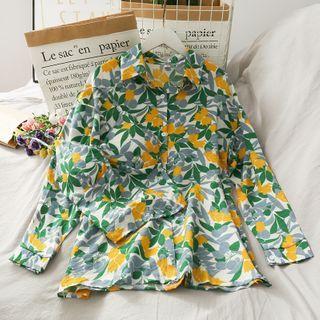 Set: Printed Bralette + Loose-fit Mini Shirtdress