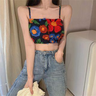 Flower Print Cropped Camisole Top / Cropped Cardigan