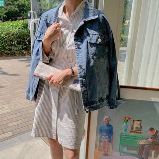 Loose-fit Washed Denim Jacket One Size