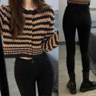 Striped Cropped Cardigan / High Waist Skinny Jeans