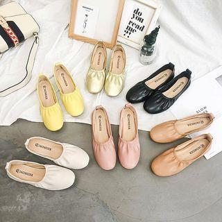 Faux Leather Plain Ballet Flats