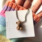 Bear Pendant Alloy Necklace 1 Pc - Bear - Silver - One Size