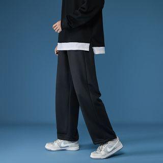 Lettering Print Drawstring Cuff Sweatpants
