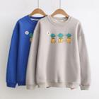Long Sleeve Printed Fleece-lined Loose-fit Sweatshirt