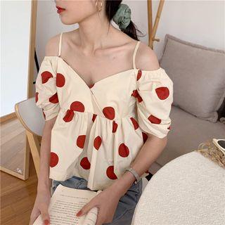 Dotted Cold Shoulder Blouse