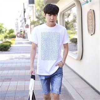 Crew-neck Flower Printed T-shirt