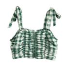 Ruched Plaid Cropped Camisole Top