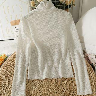 Embossed Cowl-neck Lace Top