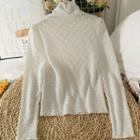 Embossed Cowl-neck Lace Top