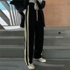 Striped Straight Leg Sweatpants Black & Off-white - One Size