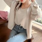 Set: Plain Shirt + Round-neck Camisole Top
