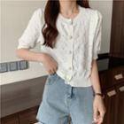 Short-sleeve Faux Pearl Cardigan