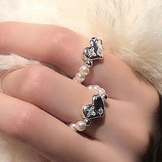 Set Of 1 / 2: Heart Faux Pearl Ring